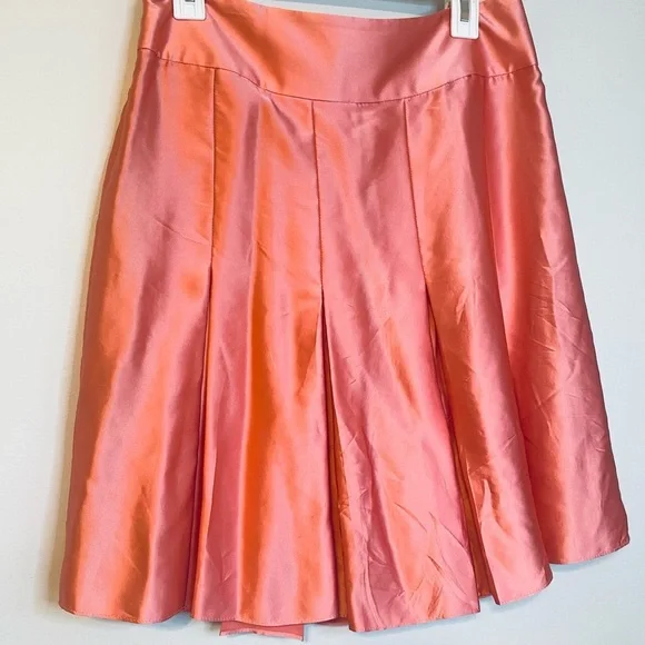Elegant 100% Silk Mini Pleated Skirt in Coral Pink